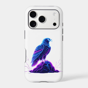Aigle Néon sur Rocher Lumineux – Style Cyberpunk