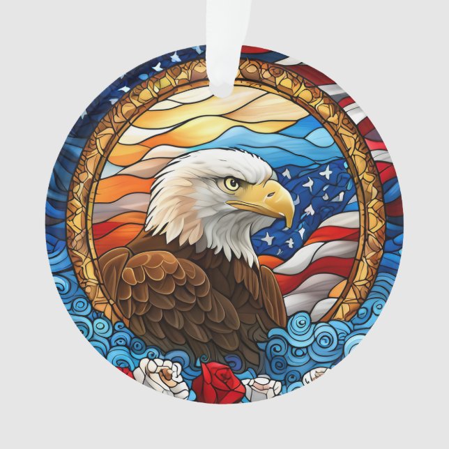 Aigle patriotique américain à tête blanche "Verre  (devant)