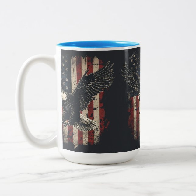 Aigle patriotique américain Drapeau Mug (Gauche)