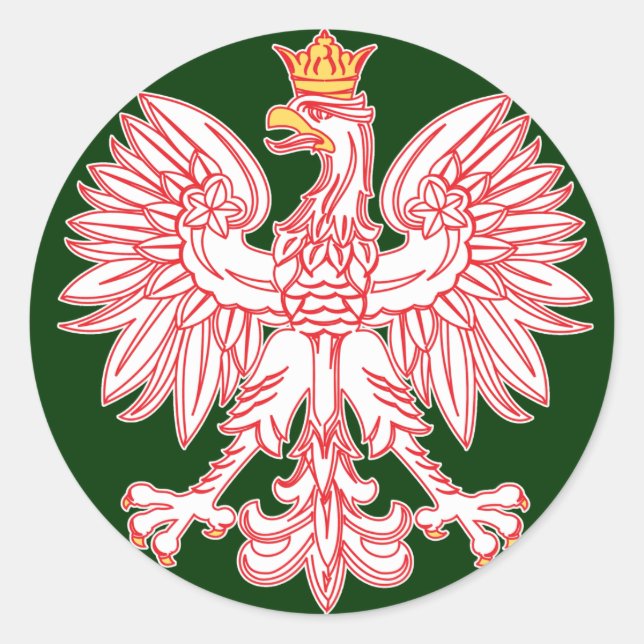 Aigle Polonais Énoncé Dans Sticker Rond Rouge (Devant)