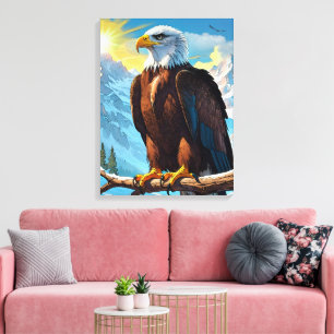 Aigle royal perché sur une branche Impression sur
