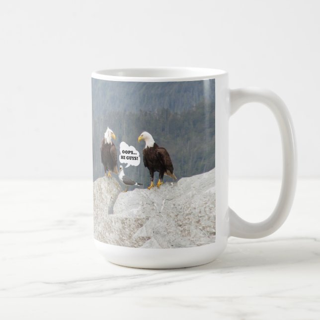Aigles amusants et Mug blanc classique de mouette (Droite)