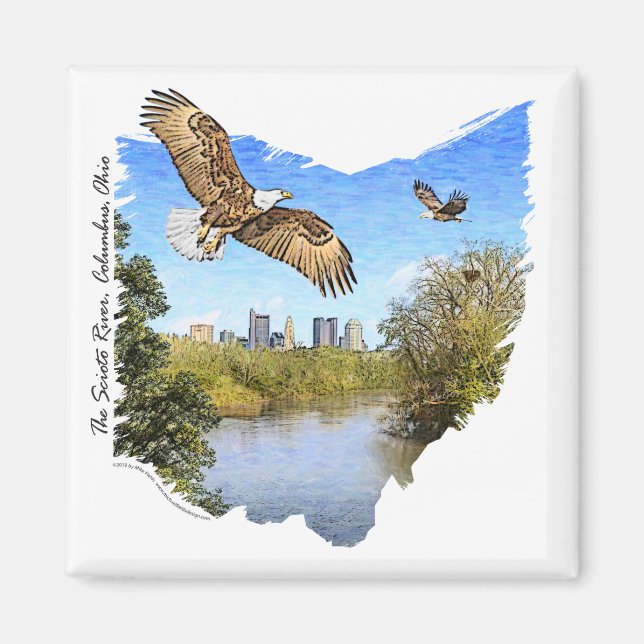 Aigles Scioto River Columbus Ohio Magnet (Devant)
