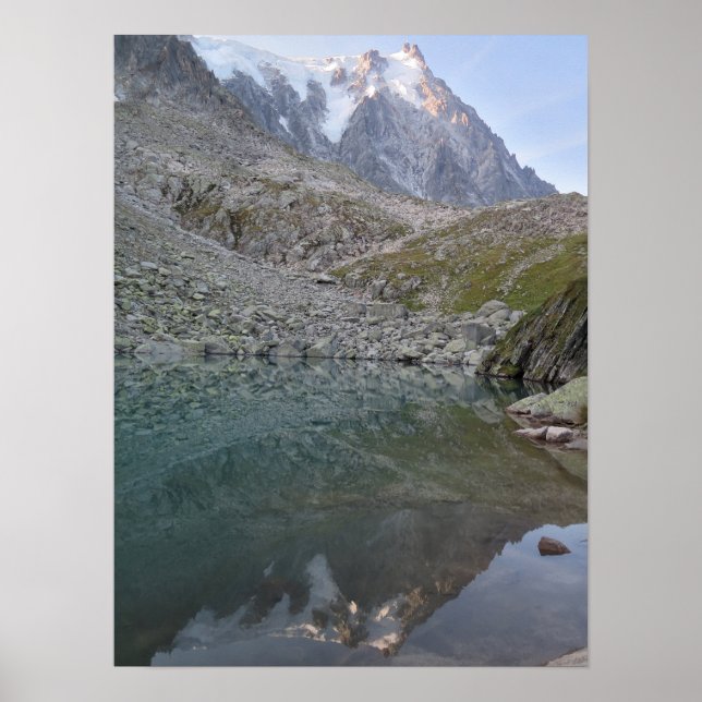 Aiguille du Midi reflection in Lac Bleu Poster (Front)