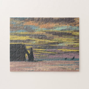Aiguille & Porte d’Aval Etretat Sunset Monet Fine Jigsaw Puzzle