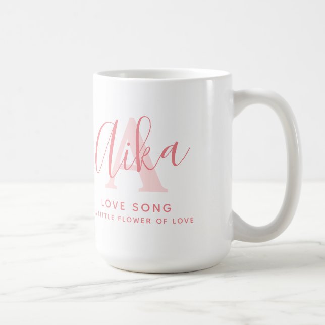 Aika name meaning monogram A coral text  Coffee Mug (Right)