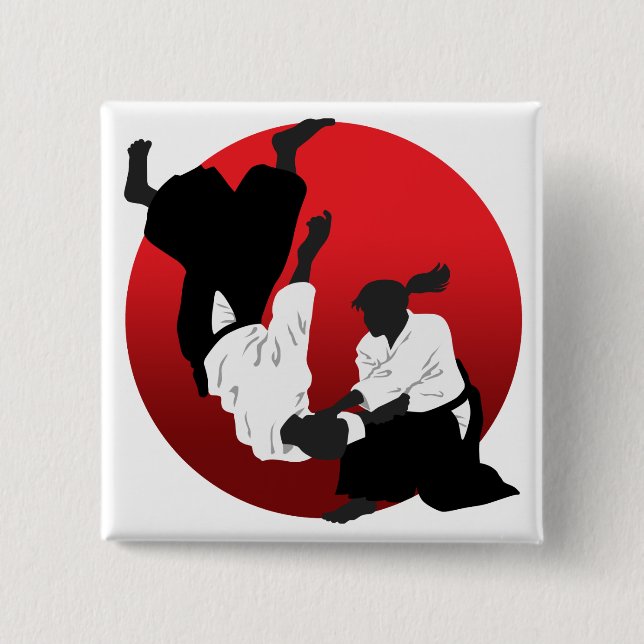 Aikido 2 Inch Square Button (Front)