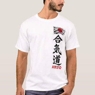 Aikido Kanji T-Shirt With Japanese Flag