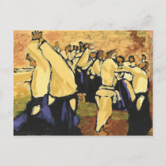 Aikido seminar ochre and black postcard