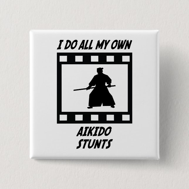 Aikido Stunts 2 Inch Square Button (Front)