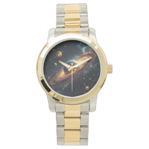 AiKo Beats™ Celestial Tempo – Gradient Phase Gold Watch