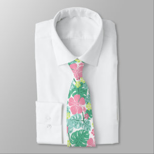 Ailani Hawaiian Hibiscus Tropical - Pink and Mint Tie