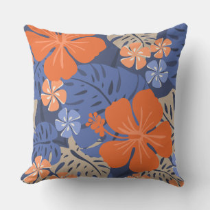 Ailani Hawaiian Hibiscus Tropical - Reversible Outdoor Pillow