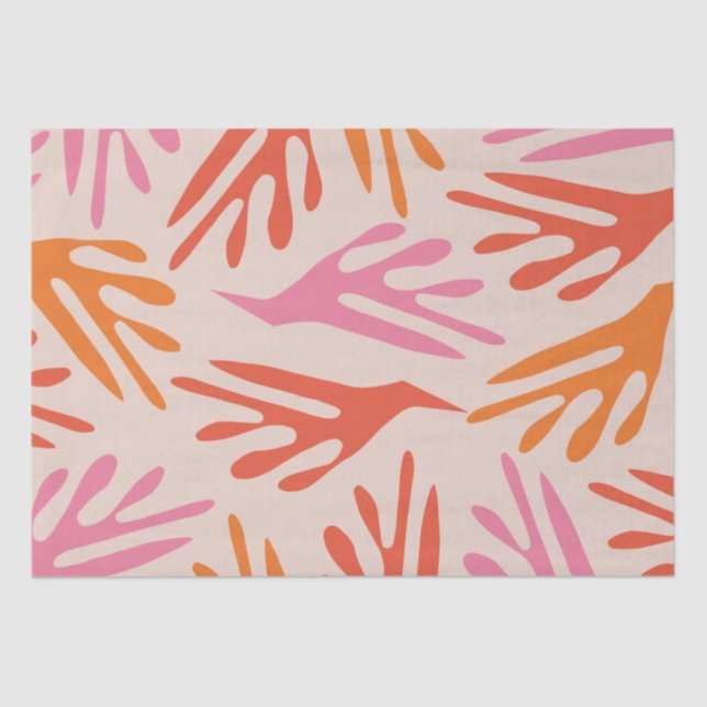 Ailanthus Modern Boho Abstract Pattern Pink Orange Tissue Paper (Front)