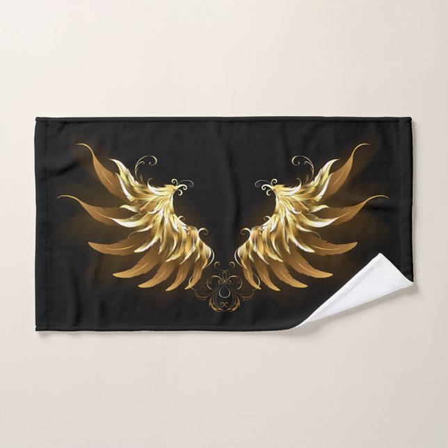 Ailes d'Ange d'or sur arrière - plan noir (Serviette à main)