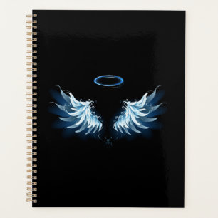 Ailes d'angle brillant bleu sur arrière - plan noi