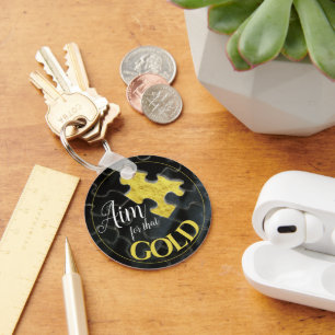 Aim For That Gold Missing Puzzle Piece Motivation Keychain