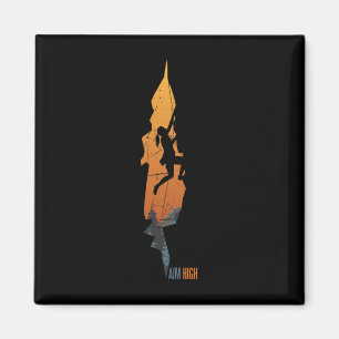 Aim High - Rock Mountain Climbing Sports Tee Magnet