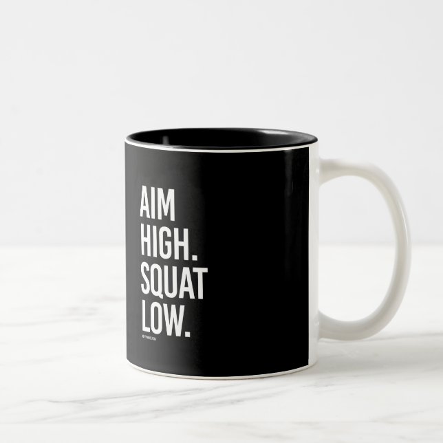 Aim High Squat Low -   Guy Fitness -.png Two-Tone Coffee Mug (Right)