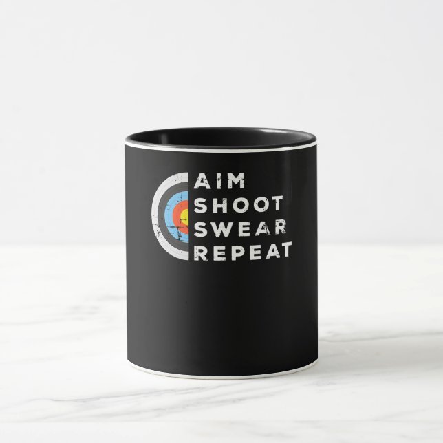 Aim Shoot Swear Repeat Archery Costume Archer Gift Mug (Center)