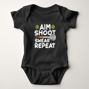 Aim Shoot Swear Repeat Darts Player Dartboard Baby Bodysuit