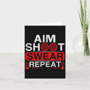 Aim Shoot Swear Repeat Funny Darts Player Vintage Card
