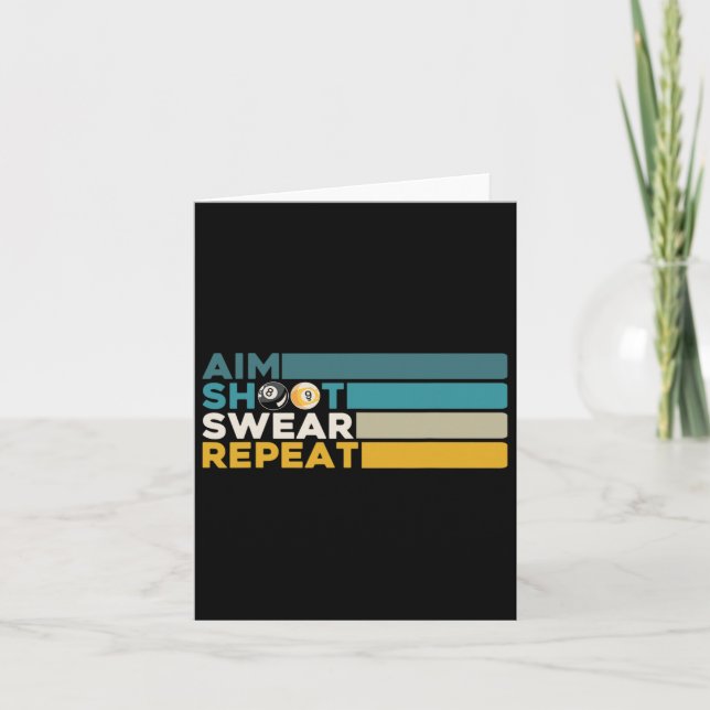 Aim Shoot Swear Repeat Pool Billiards Player Snook Card (Front)