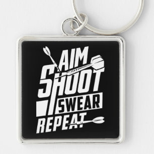 Aim Shoot Swear Repeat Premium Keychain