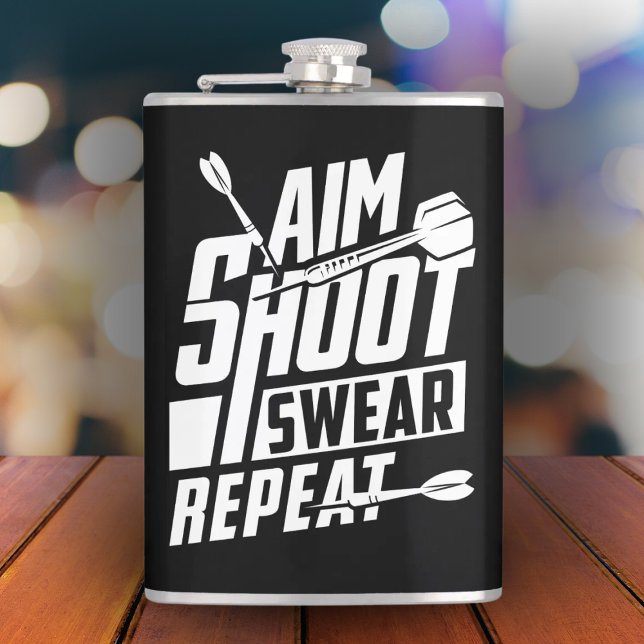 Aim Small Miss Small Dart Vinyl Wrapped Flask 8 oz (Creator Uploaded)