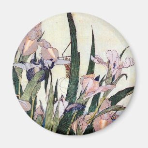 Aimant 杜 若 と き り ぎ り,   Iris et Grasshopper, Hokusai