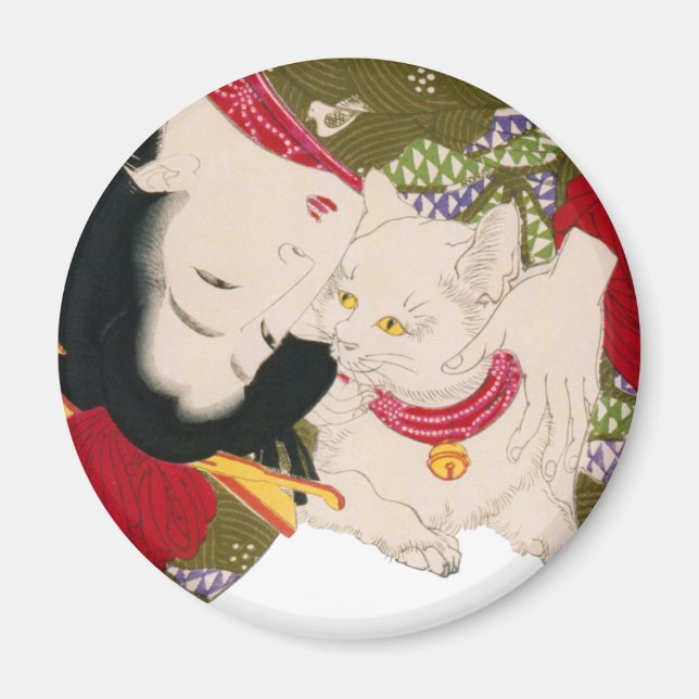 Aimant 猫が好き, chats d'amour du 芳年 I, Yoshitoshi, Ukiyoe (Devant)