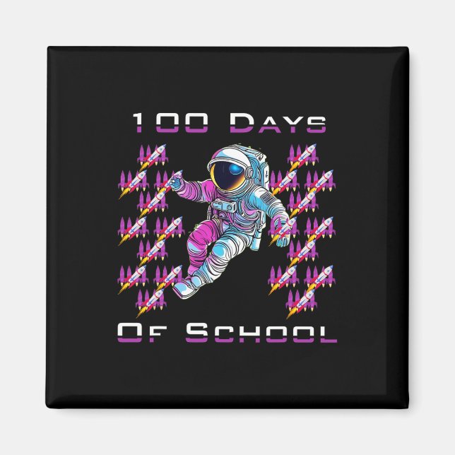Aimant 100 jours d'astronautes scolaires et de l'espace R (Devant)