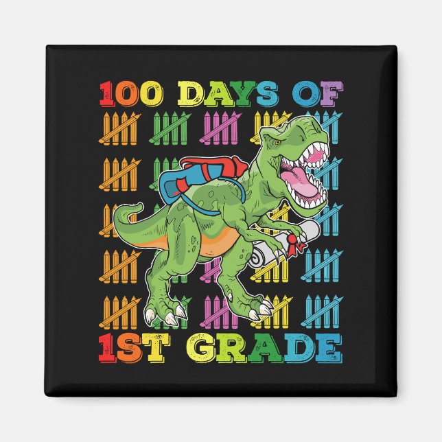 Aimant 100 Jours De 1Ere Année T Rex Dinosaur School (Devant)