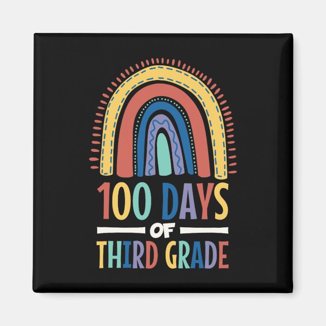 Aimant 100 Jours De Troisième Classe Arc-En-Ciel Joyeux 1 (Devant)