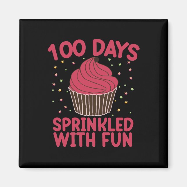 Aimant 100 Jours Parsemés De Fun Cupcake Écolière  (Devant)