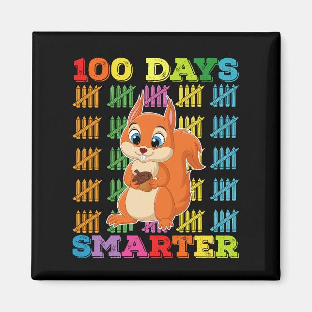 Aimant 100 Jours Smarter Squirrel 100e Jour De L'École (Devant)