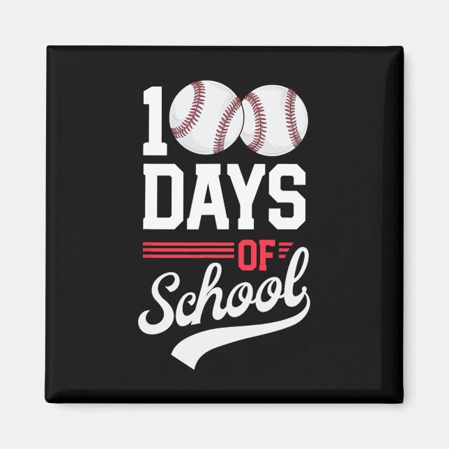 Aimant 100e Jour De L'École Baseball 100 Jours Enfants (Devant)
