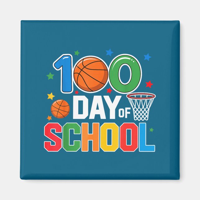 Aimant 100th Day Of School Basketball - Kids 100 Days Of  (Devant)