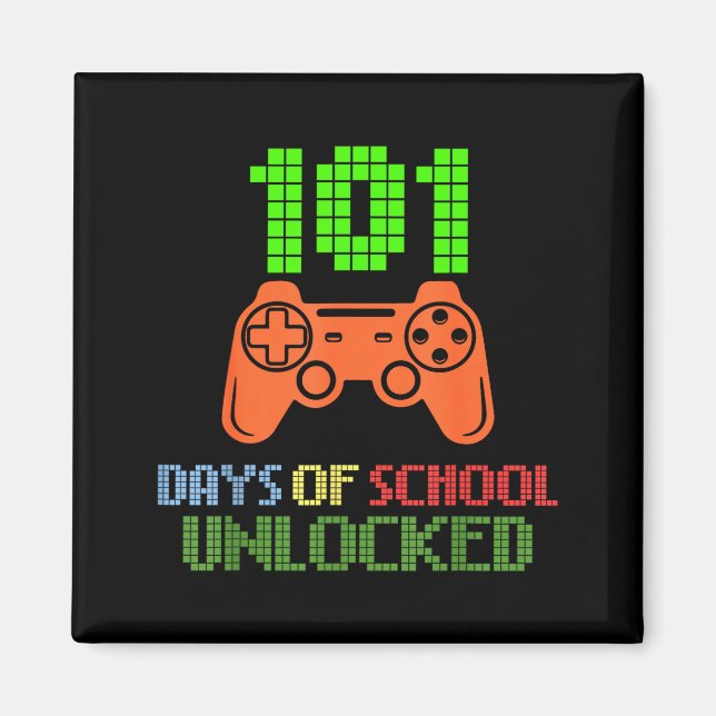 Aimant 101 jours d'école débloqués manette de jeu pixel (Devant)