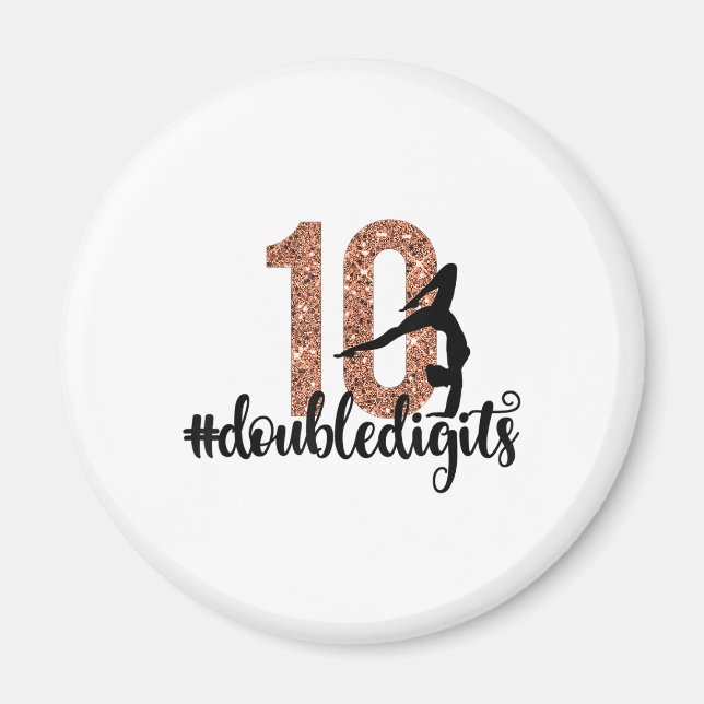 Aimant 10e anniversaire Cadeau double chiffres filles Gym (Devant)