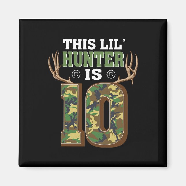 Aimant 10e anniversaire Chasse aux cerfs 10 ans Chasseur (Devant)