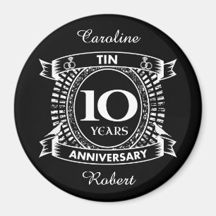 Aimant 10e anniversaire du mariage étain