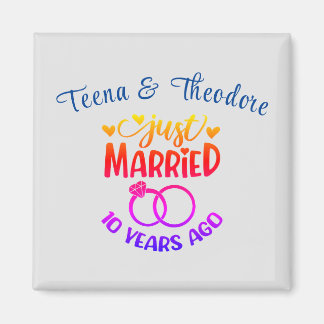 Aimant 10e anniversaire du Mariage Noms personnalisés