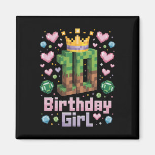 Aimant 10e anniversaire fille chemise jeu Pixel Party 10 