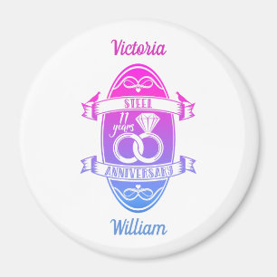 Aimant 11 ans traditionnel acier 11e anniversaire mariage