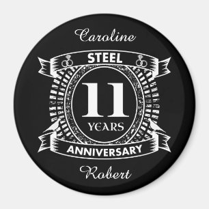 Aimant 11E anniversaire du mariage acier
