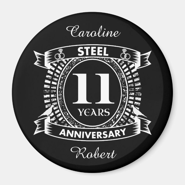 Aimant 11E anniversaire du mariage acier (Devant)