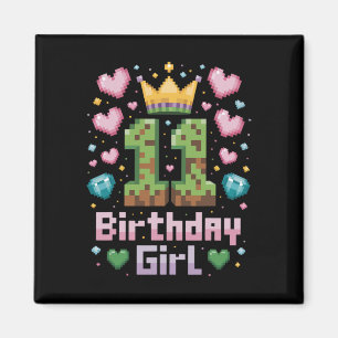 Aimant 11e anniversaire fille chemise jeu Pixel Party 11 