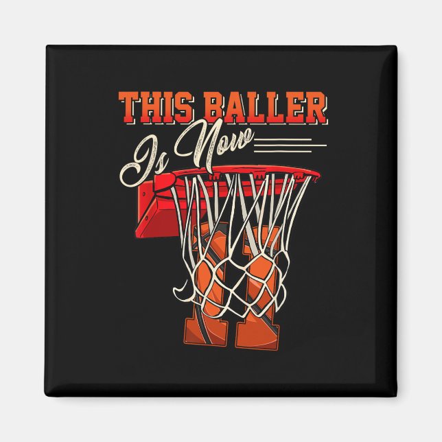 Aimant 11e Anniversaire Pour Garçon Basketball 11 Ans Enf (Devant)