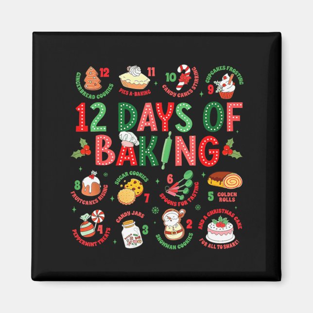 Aimant 12 Days Of Baking Baker Christmas Cook Chef Baking (Devant)
